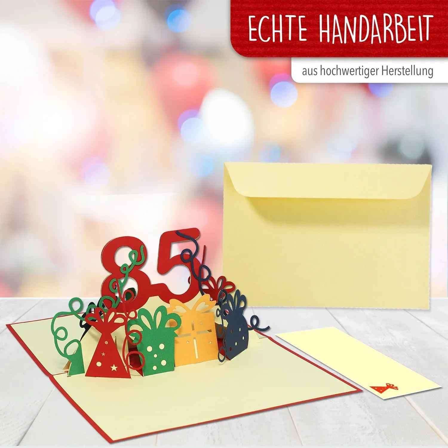 Pop-Up-Karte zum Geburtstag – Zahl 85, Geburtstagseinladung & Jubiläum, N245