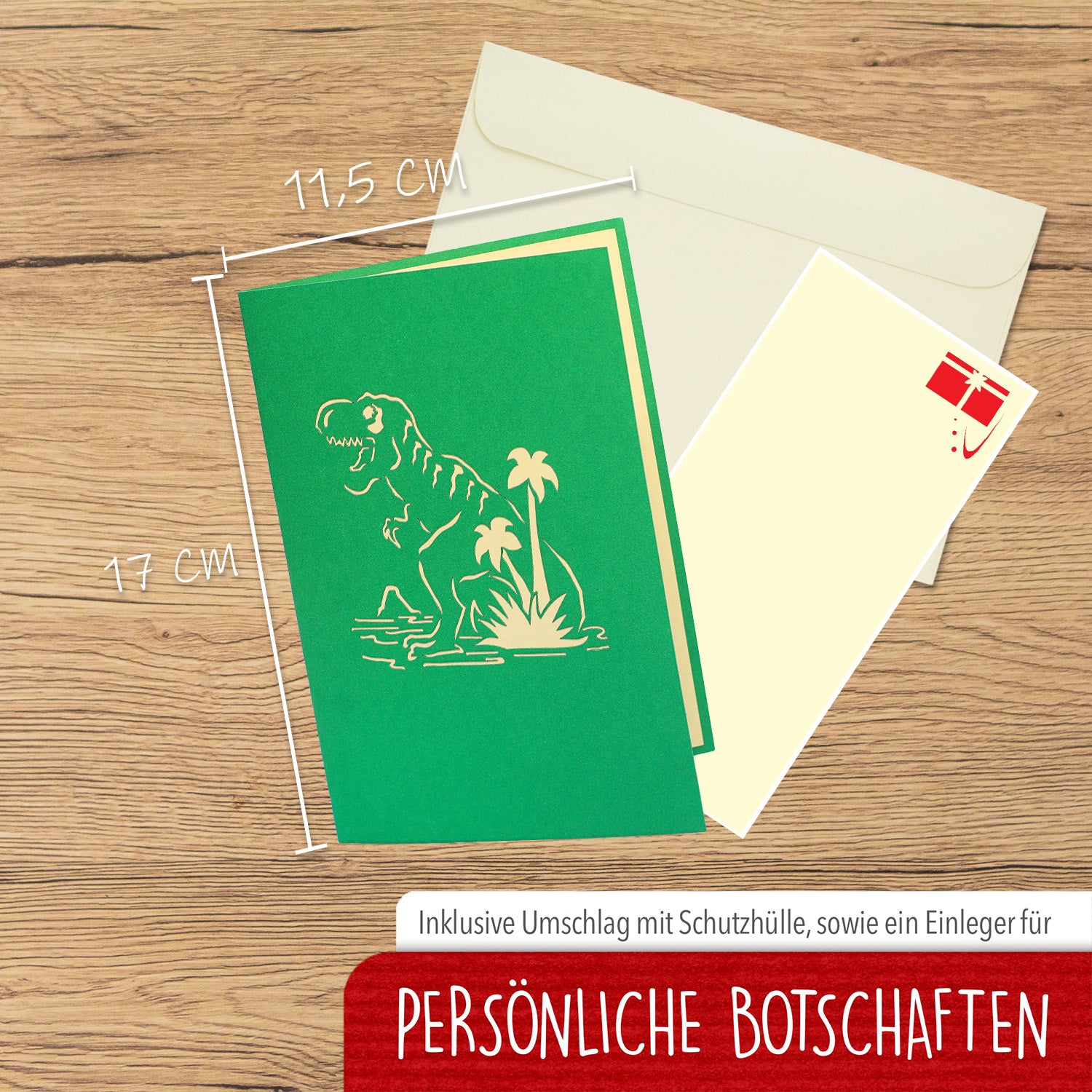 Pop-Up 3D Geburtstagskarte für Kinder - Kindergeburtstag Karte - Dinosaurier, N292