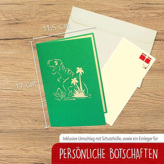 Pop-Up Geburtstagskarte für Kinder - 3D Kindergeburtstag Karte - Dinosaurier, LINPopUp - LINPopUp