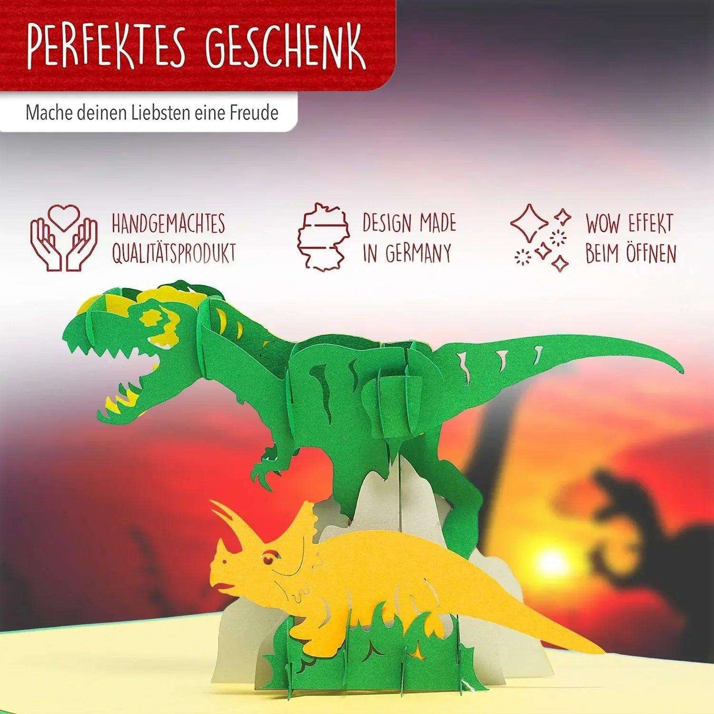 Pop-Up Geburtstagskarte für Kinder - 3D Kindergeburtstag Karte - Dinosaurier, LINPopUp - LINPopUp