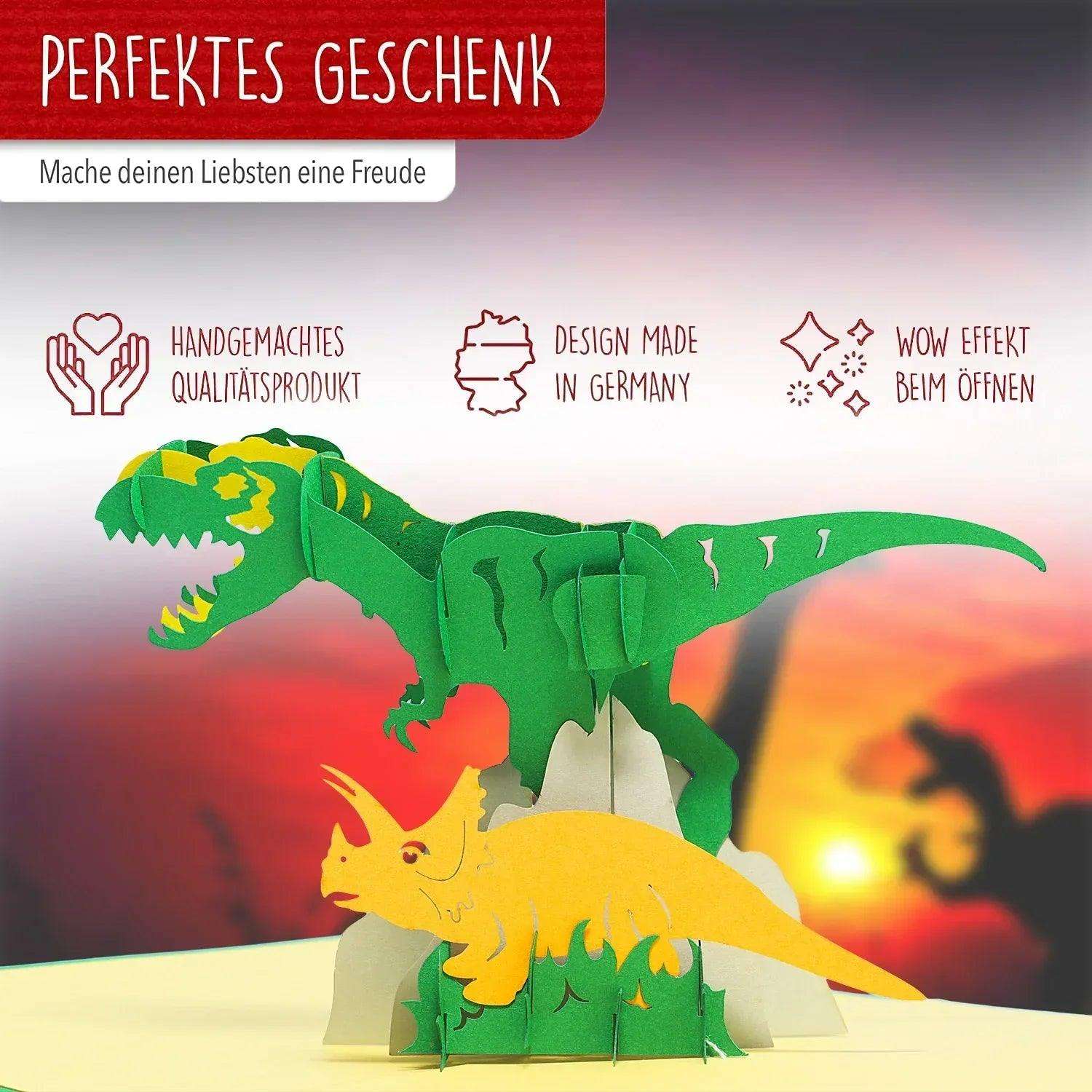 Pop-Up Geburtstagskarte für Kinder - 3D Kindergeburtstag Karte - Dinosaurier, LINPopUp - LINPopUp