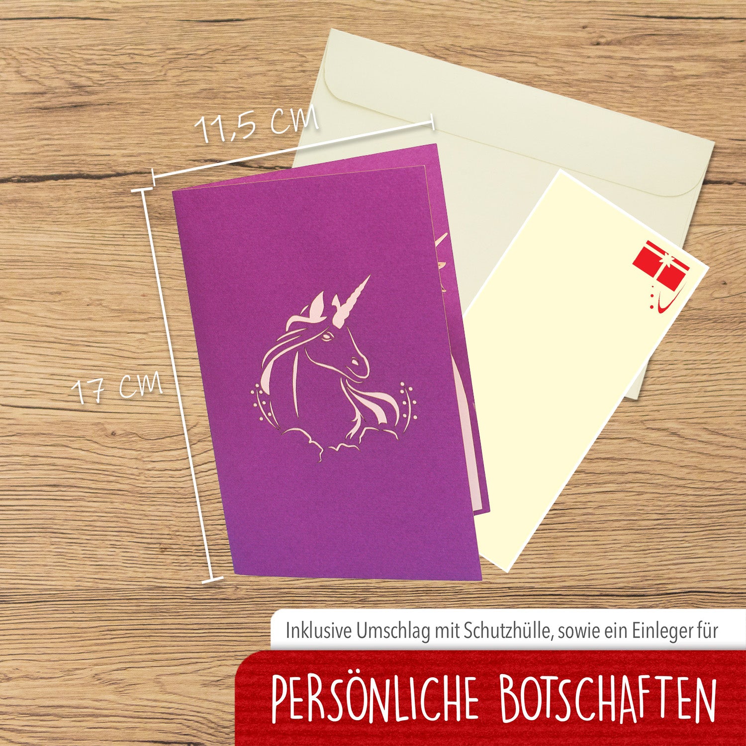 Pop-Up 3D Geburtstagskarte für Kinder - Kindergeburtstag Karte - Einhorn, N281