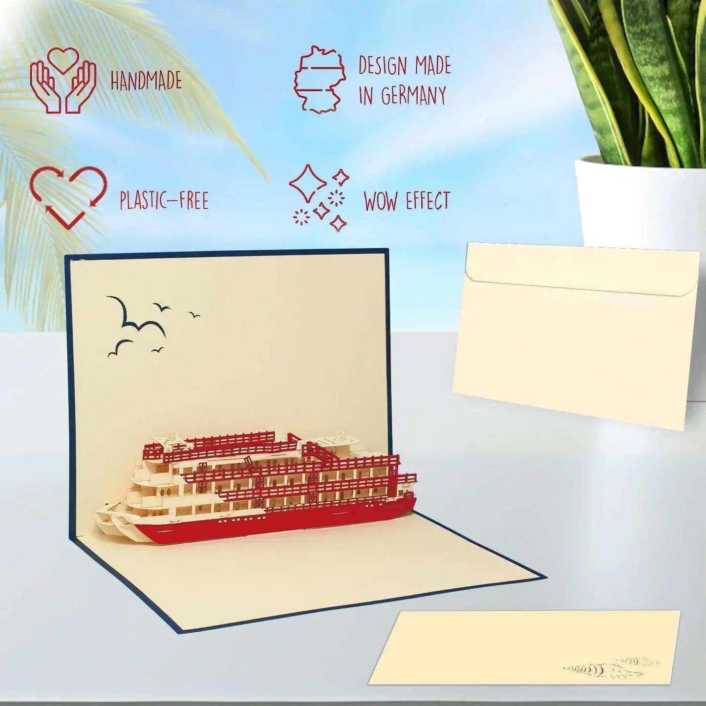 Pop-Up 3D Karte Schiff - Grußkarte mit Boot, Kreuzfahrt, N115 - LINPopUp