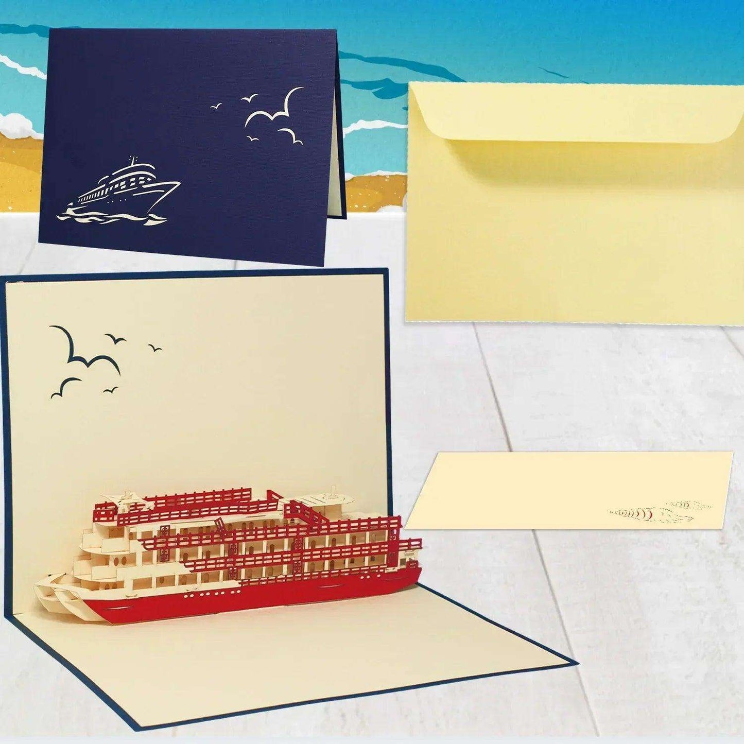 Pop-Up 3D Karte Schiff - Grußkarte mit Boot, Kreuzfahrt, N115 - LINPopUp