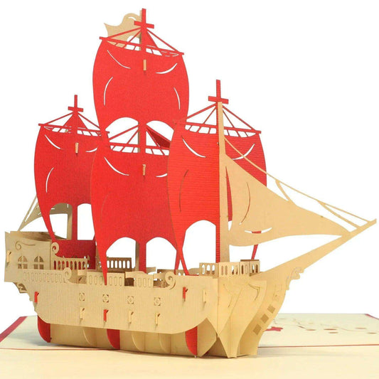 Pop-Up 3D Karte Schiff - Grußkarte mit Boot, Piratenschiff, N114 - LINPopUp