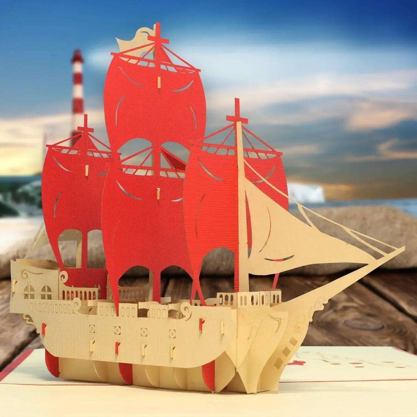 Pop-Up 3D Karte Schiff - Grußkarte mit Boot, Piratenschiff, N114 - LINPopUp