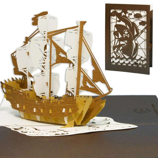 Pop-Up 3D Karte Schiff - Grußkarte mit Boot, Piratenschiff, N721 - LINPopUp
