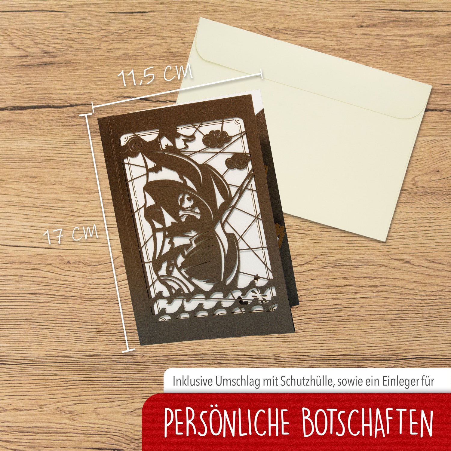 Pop-Up 3D Karte Schiff - Grußkarte mit Boot, Piratenschiff, N721