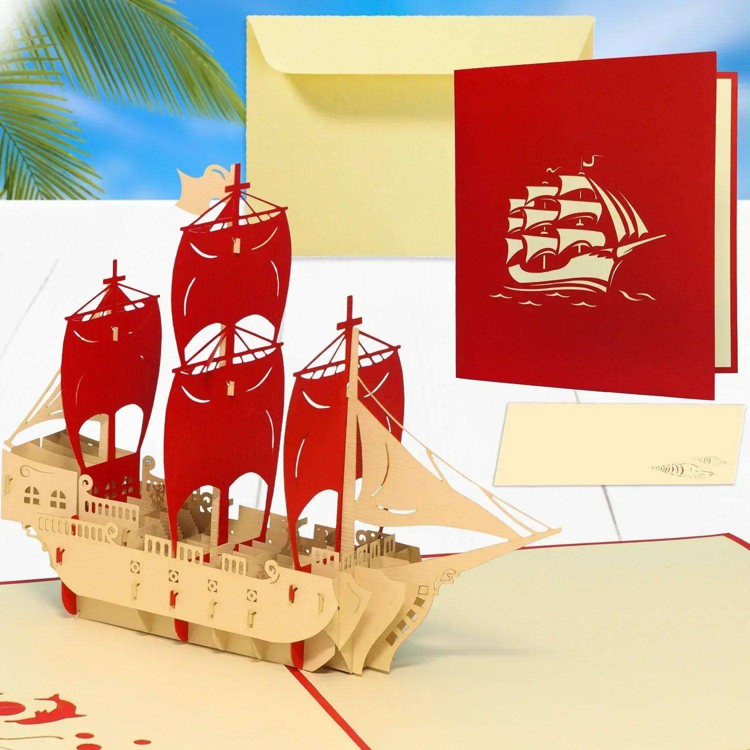 Pop-Up 3D Karte Schiff - Grußkarte mit Boot, Piratenschiff, N114 LINPopUp N114