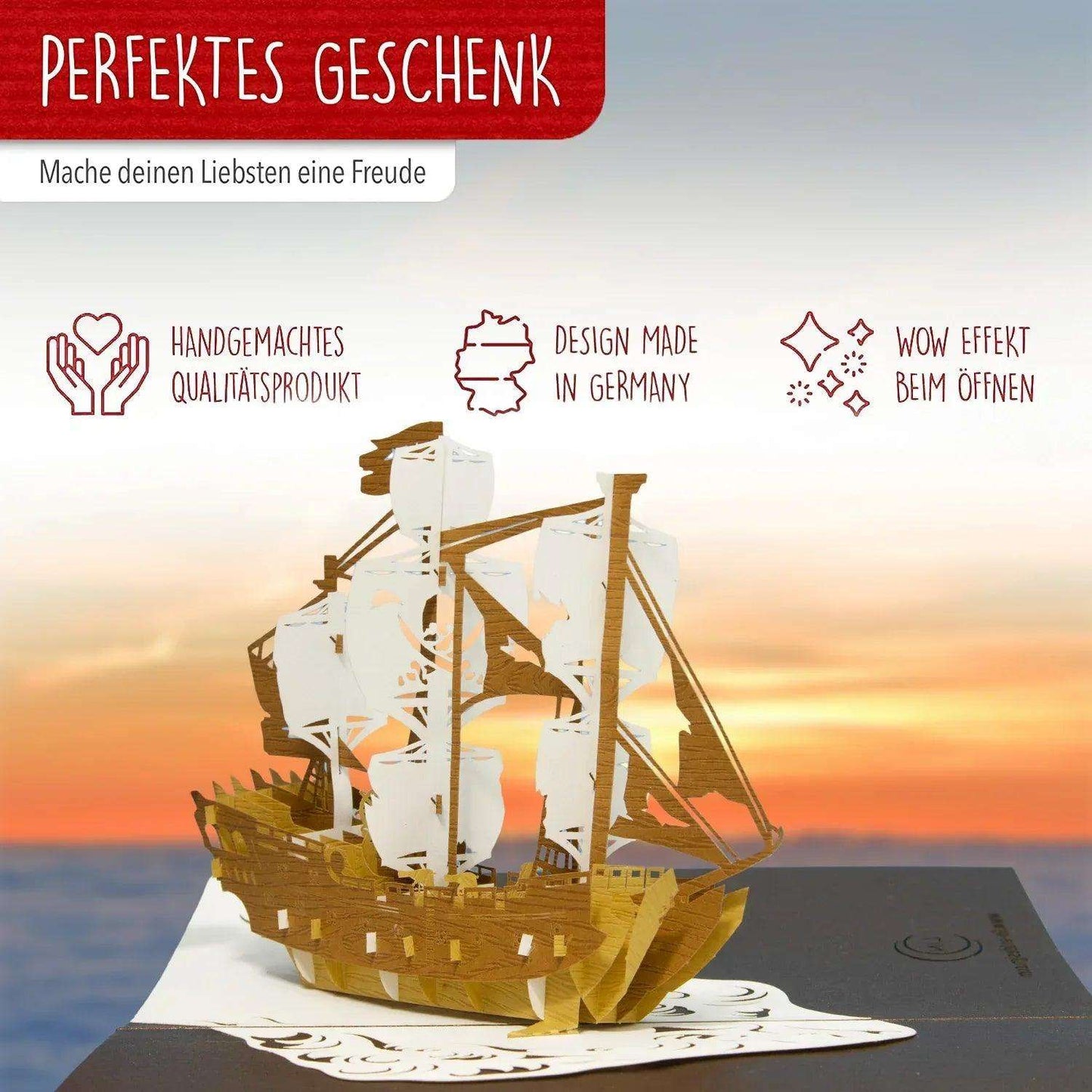 Pop-Up 3D Karte Schiff - Grußkarte mit Boot, Piratenschiff, N721 - LINPopUp