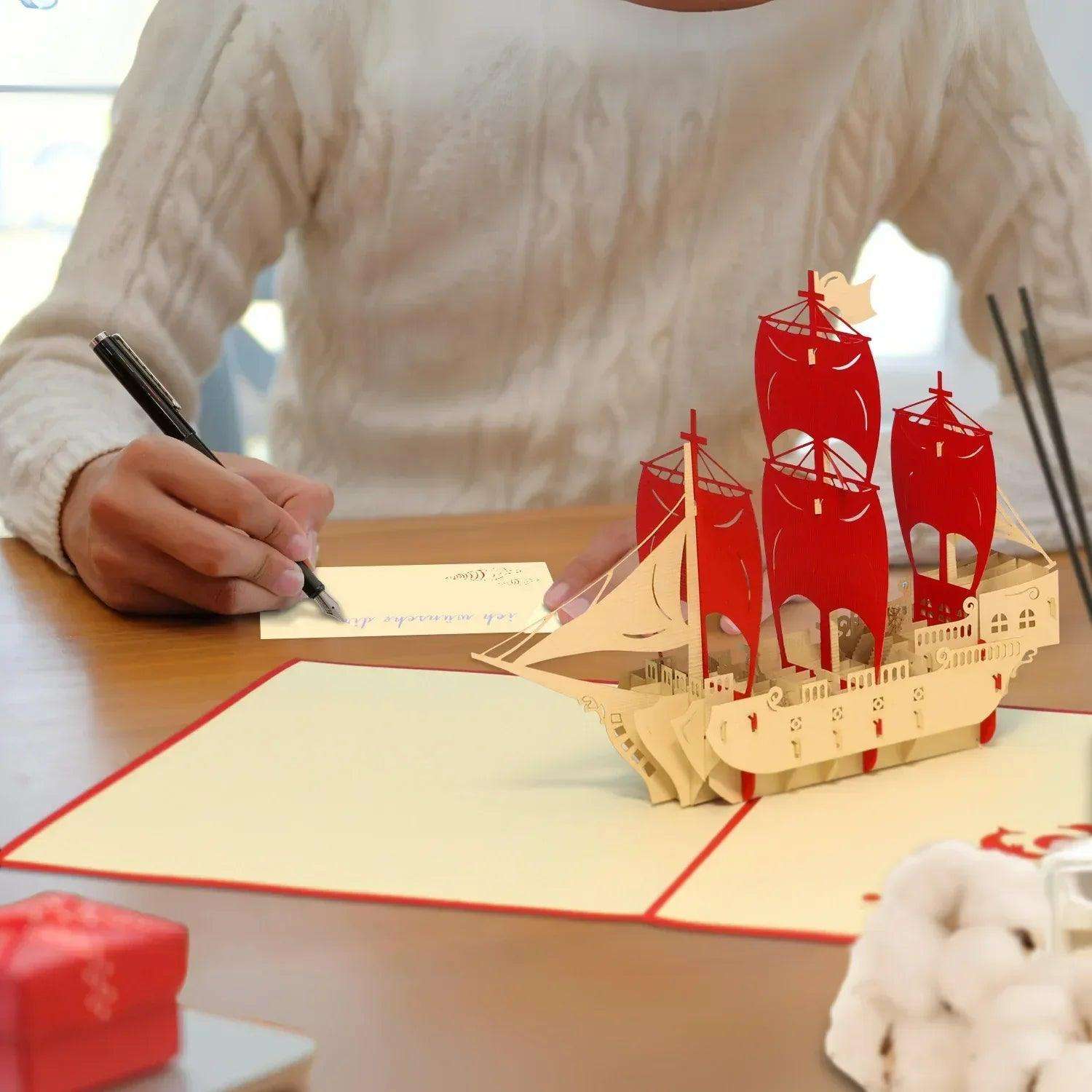 Pop-Up 3D Karte Schiff - Grußkarte mit Boot, Piratenschiff, N114 LINPopUp N114