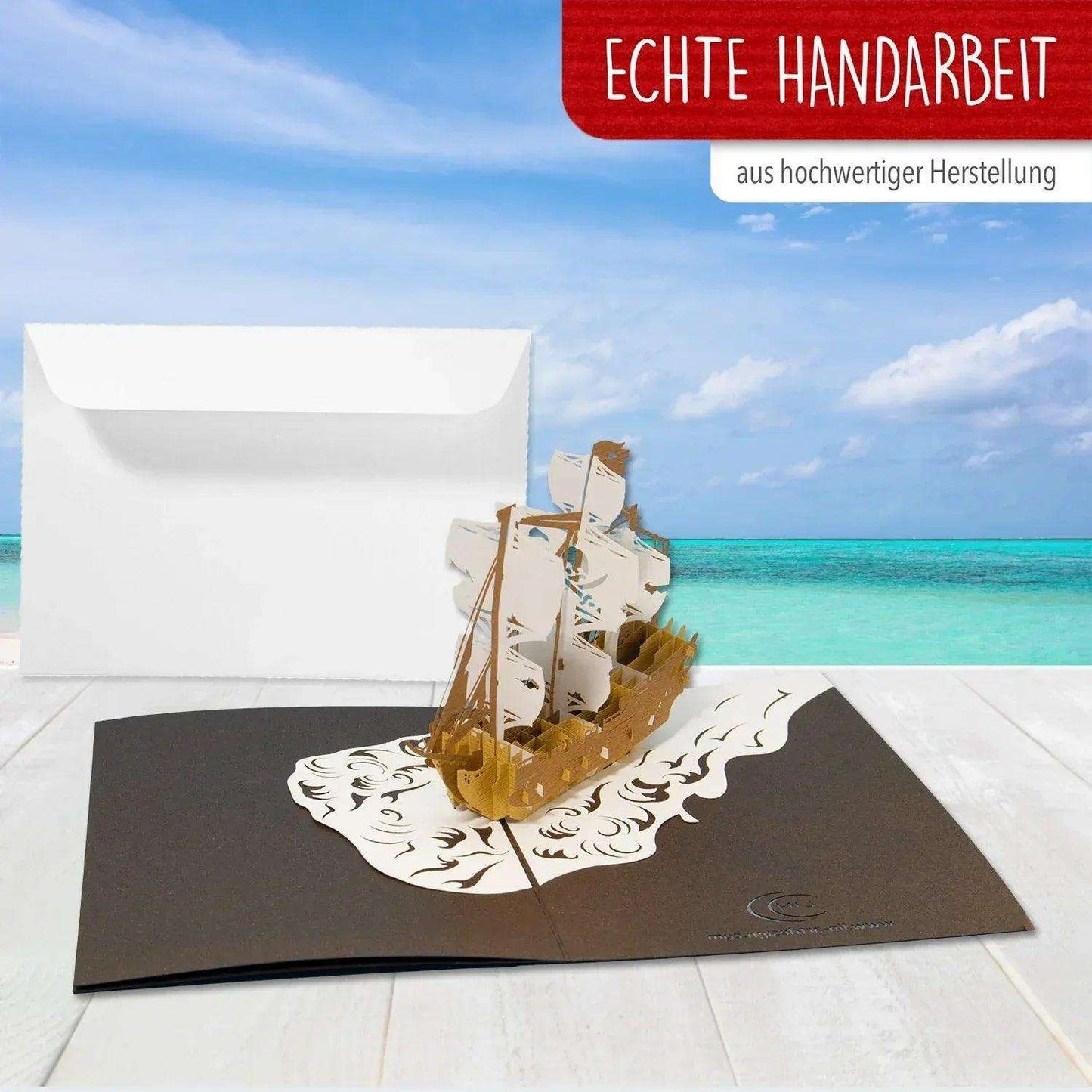 Pop-Up 3D Karte Schiff - Grußkarte mit Boot, Piratenschiff, N721 - LINPopUp