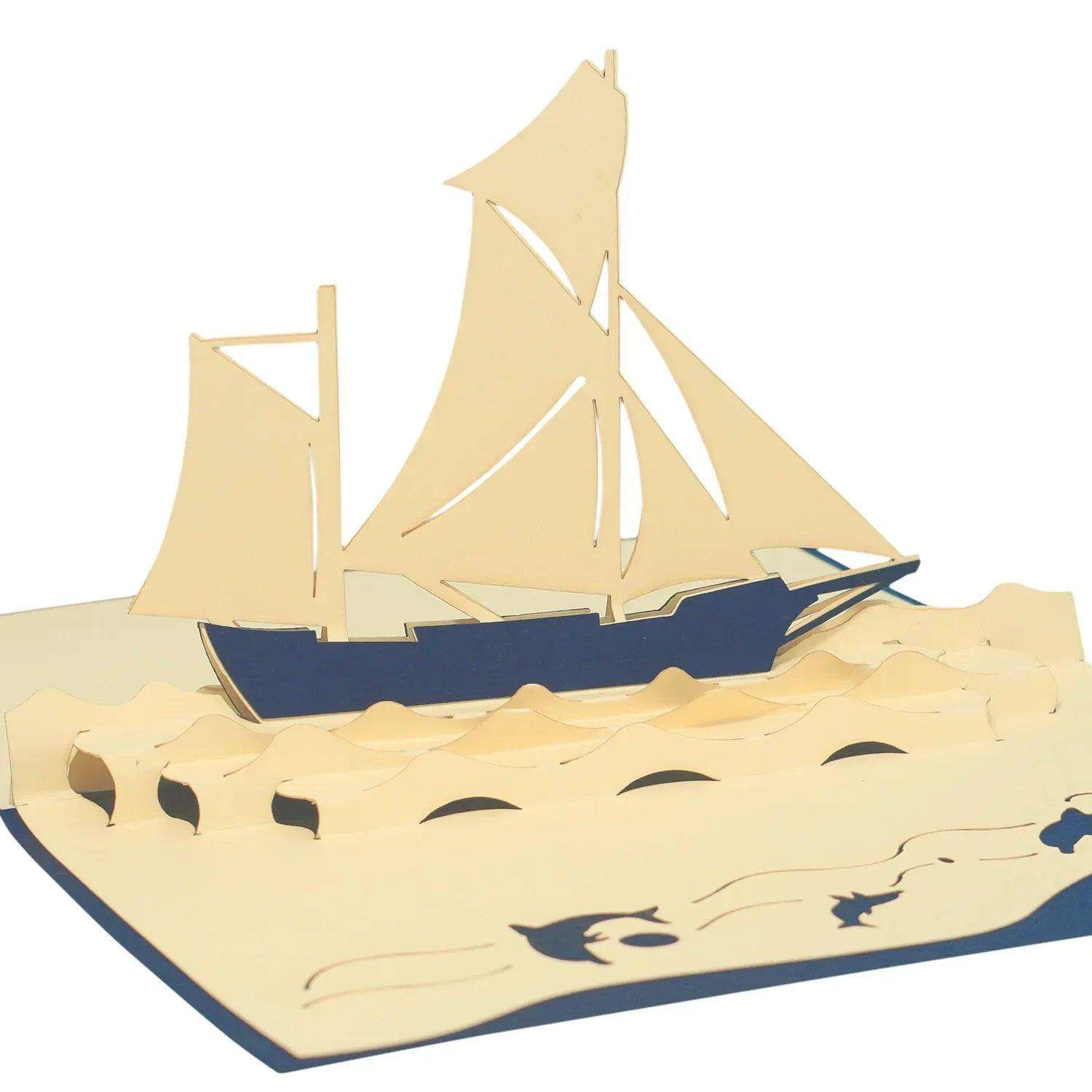 Pop-Up 3D Karte Schiff - Grußkarte mit Boot, Segelboot, N104 - LINPopUp