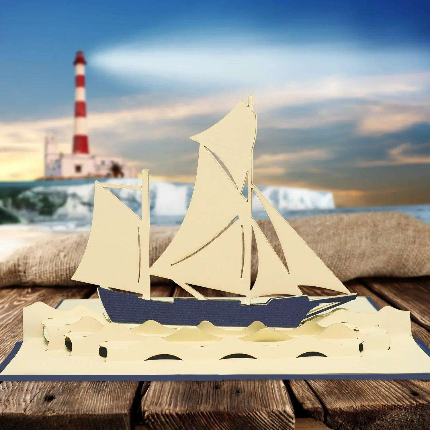 Pop-Up 3D Karte Schiff - Grußkarte mit Boot, Segelboot, N104 - LINPopUp