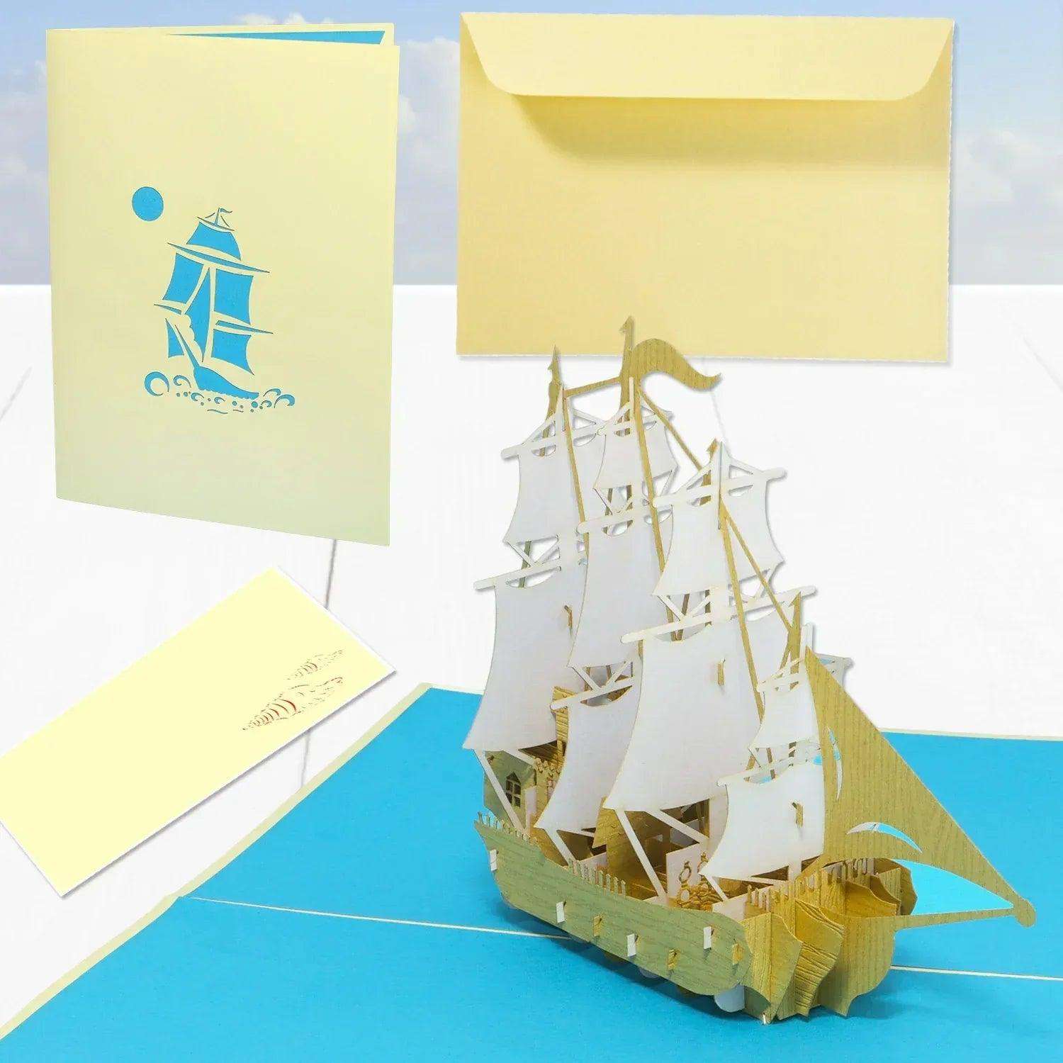 Pop-Up 3D Karte Schiff - Grußkarte mit Boot, Segelschiff, N116 LINPopUp N116