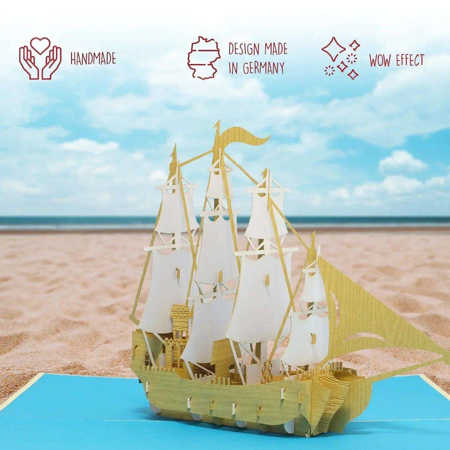 Pop-Up 3D Karte Schiff - Grußkarte mit Boot, Segelschiff, N116 - LINPopUp