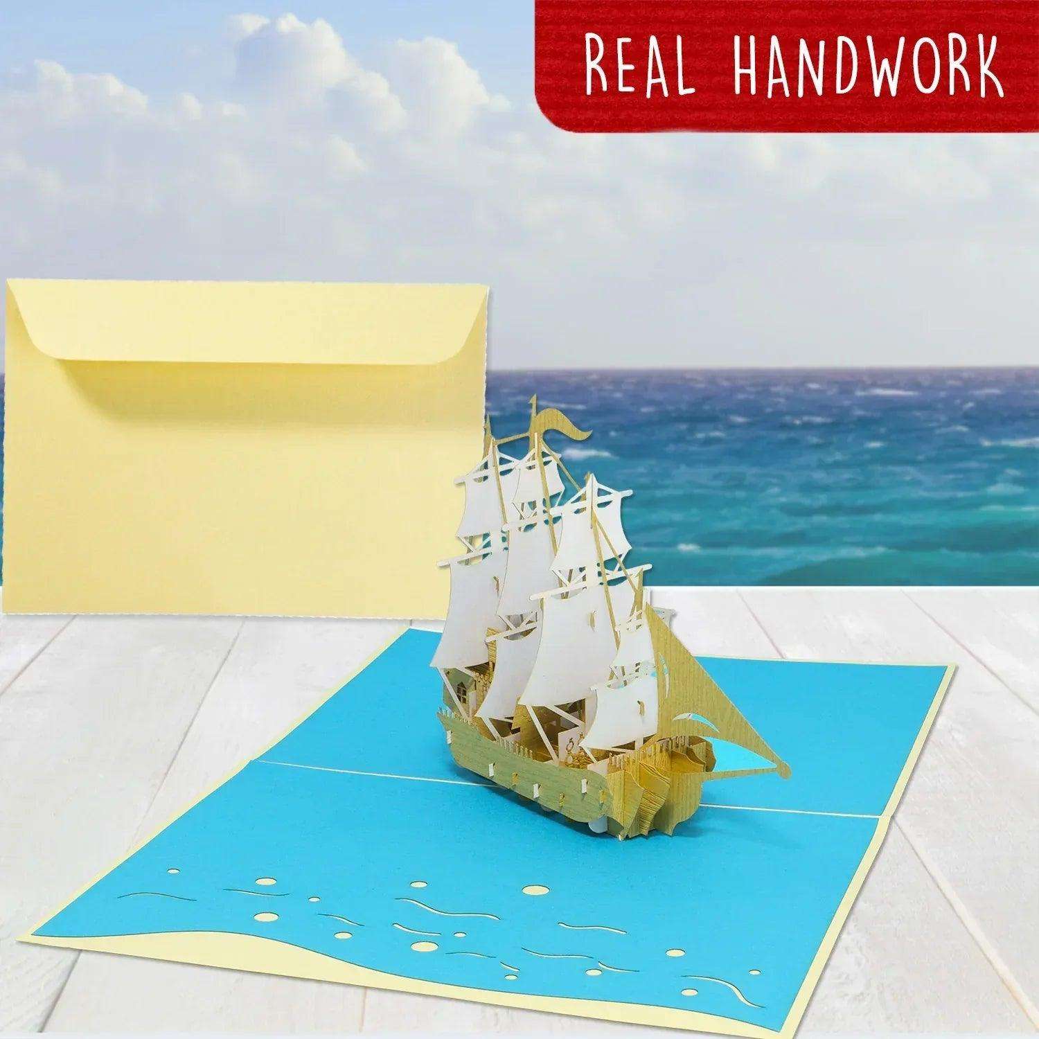 Pop-Up 3D Karte Schiff - Grußkarte mit Boot, Segelschiff, N116 LINPopUp N116