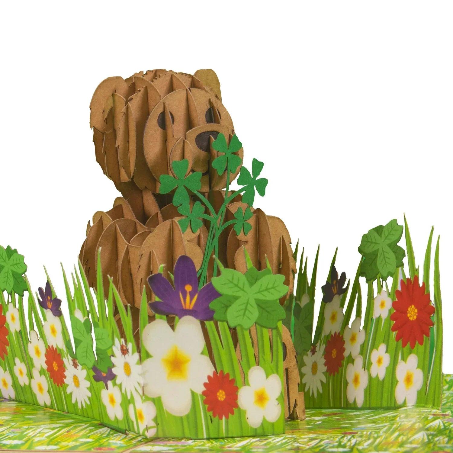 3D Pop-Up Karte Bär auf der Blumenwiese, N10 - LINPopUp