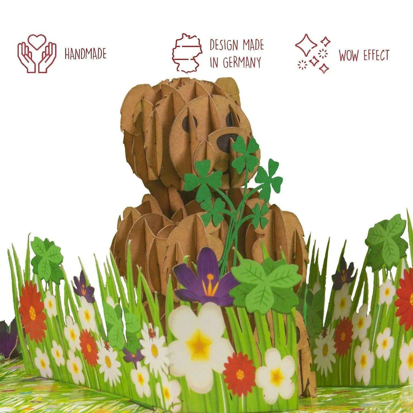 3D Pop-Up Karte Bär auf der Blumenwiese, N10 - LINPopUp