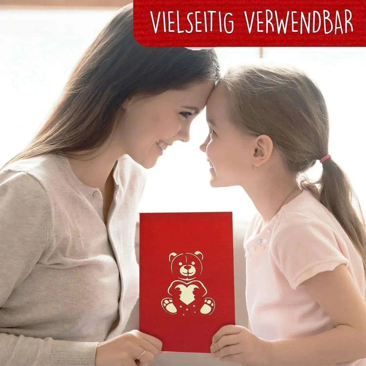 Pop-Up Karte Bär - 3D Valentinskarte Herz, Liebe, N318 - LINPopUp