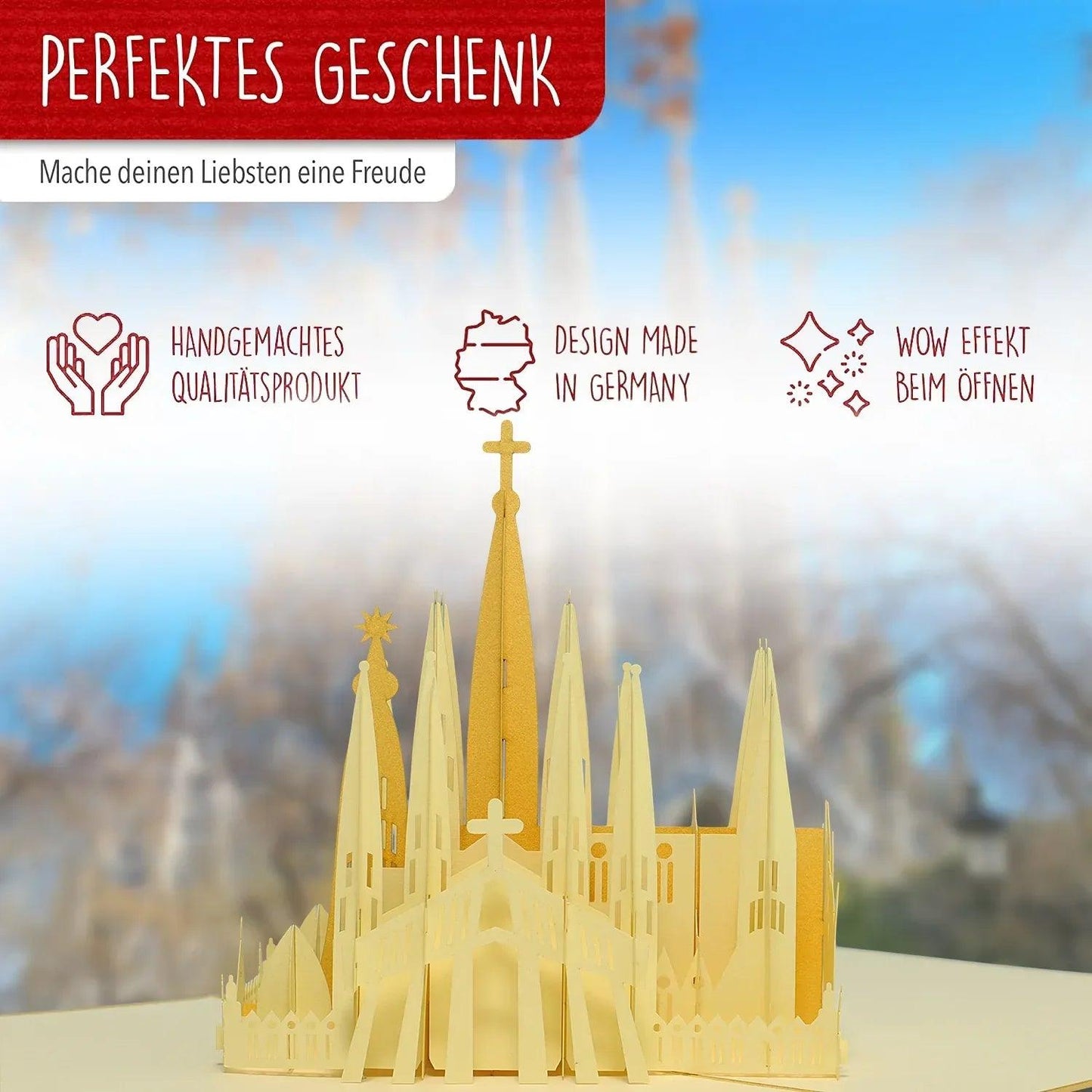 Pop-Up Karte Barcelona - 3D Stadtkarte Stadtbesichtigung Gutschein, N266 - LINPopUp