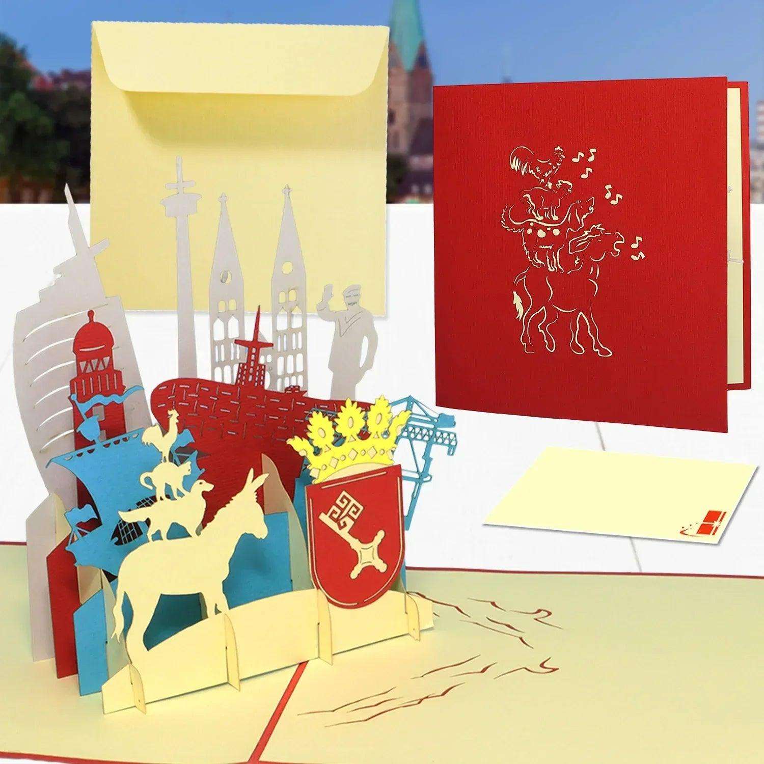 Pop-Up Karte Bremen - 3D Stadtkarte Stadtbesichtigung Gutschein, N222 LINPopUp N222