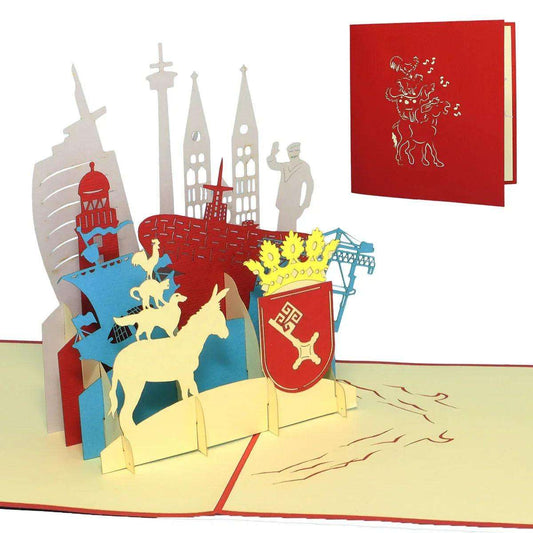 Pop-Up Karte Bremen - 3D Stadtkarte Stadtbesichtigung Gutschein, N222 - LINPopUp