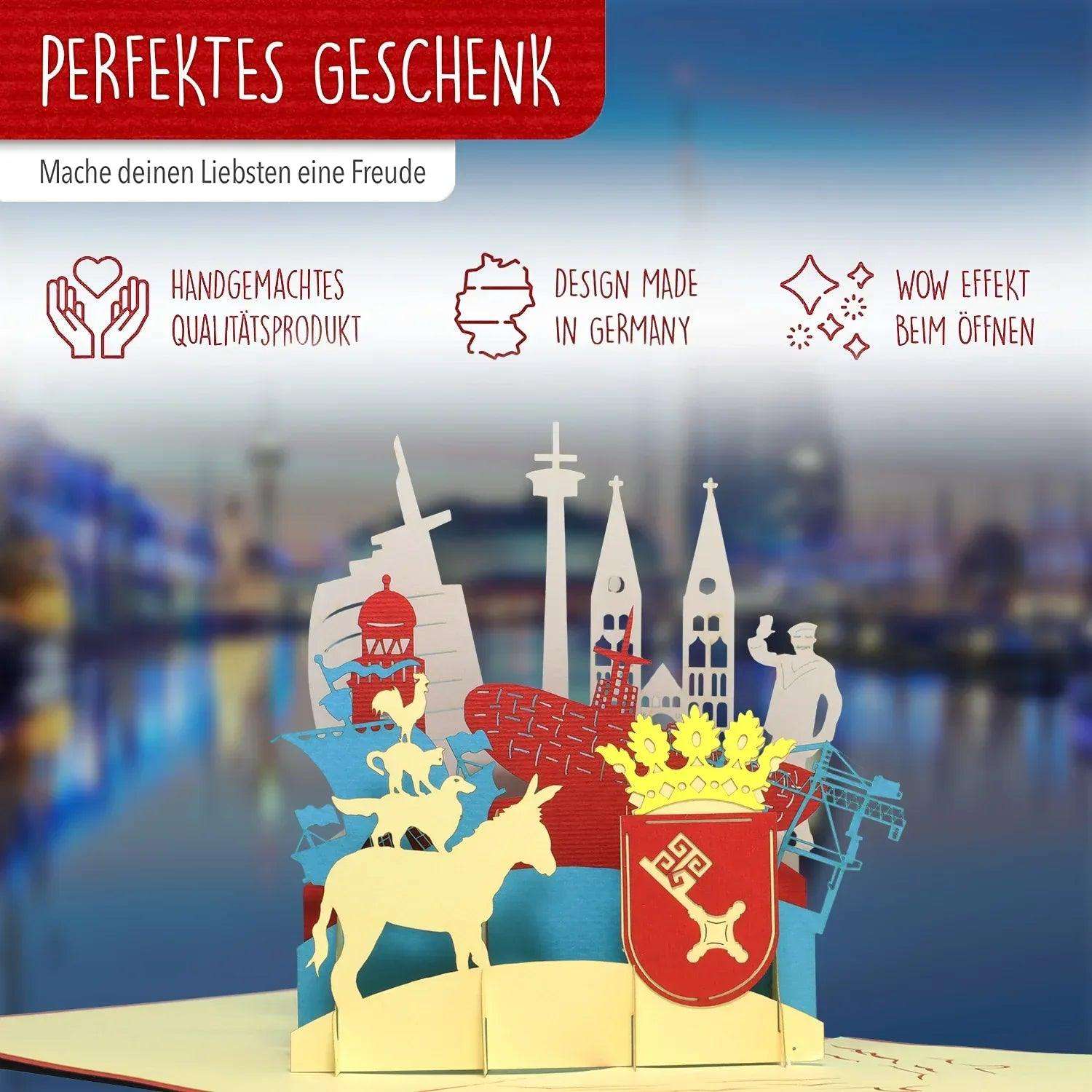 Pop-Up Karte Bremen - 3D Stadtkarte Stadtbesichtigung Gutschein, N222 LINPopUp N222