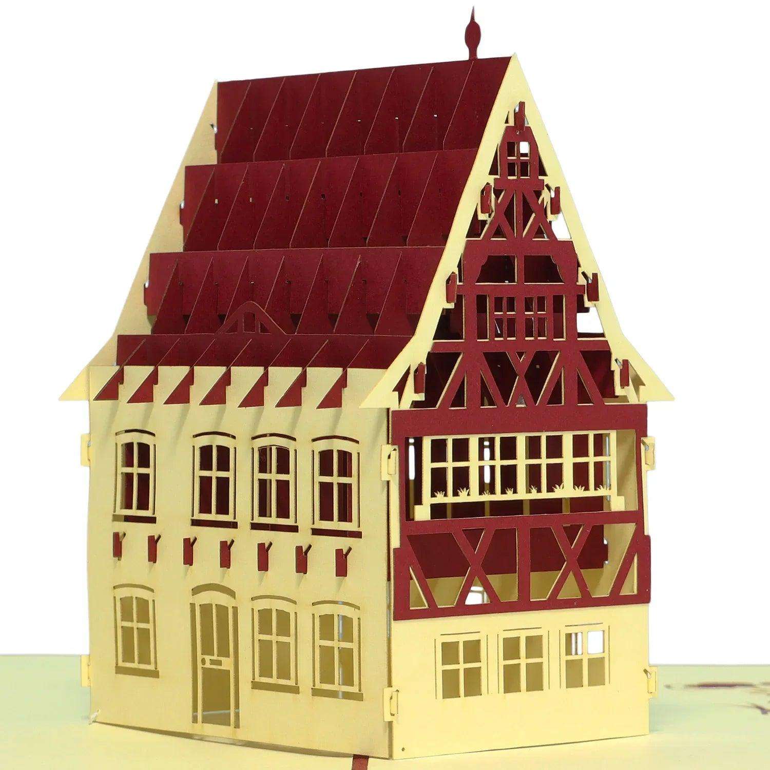 Pop-Up Karte Fachwerkhaus - 3D Glückwunschkarte Geburtstag Gutschein, N194 LINPopUp N194