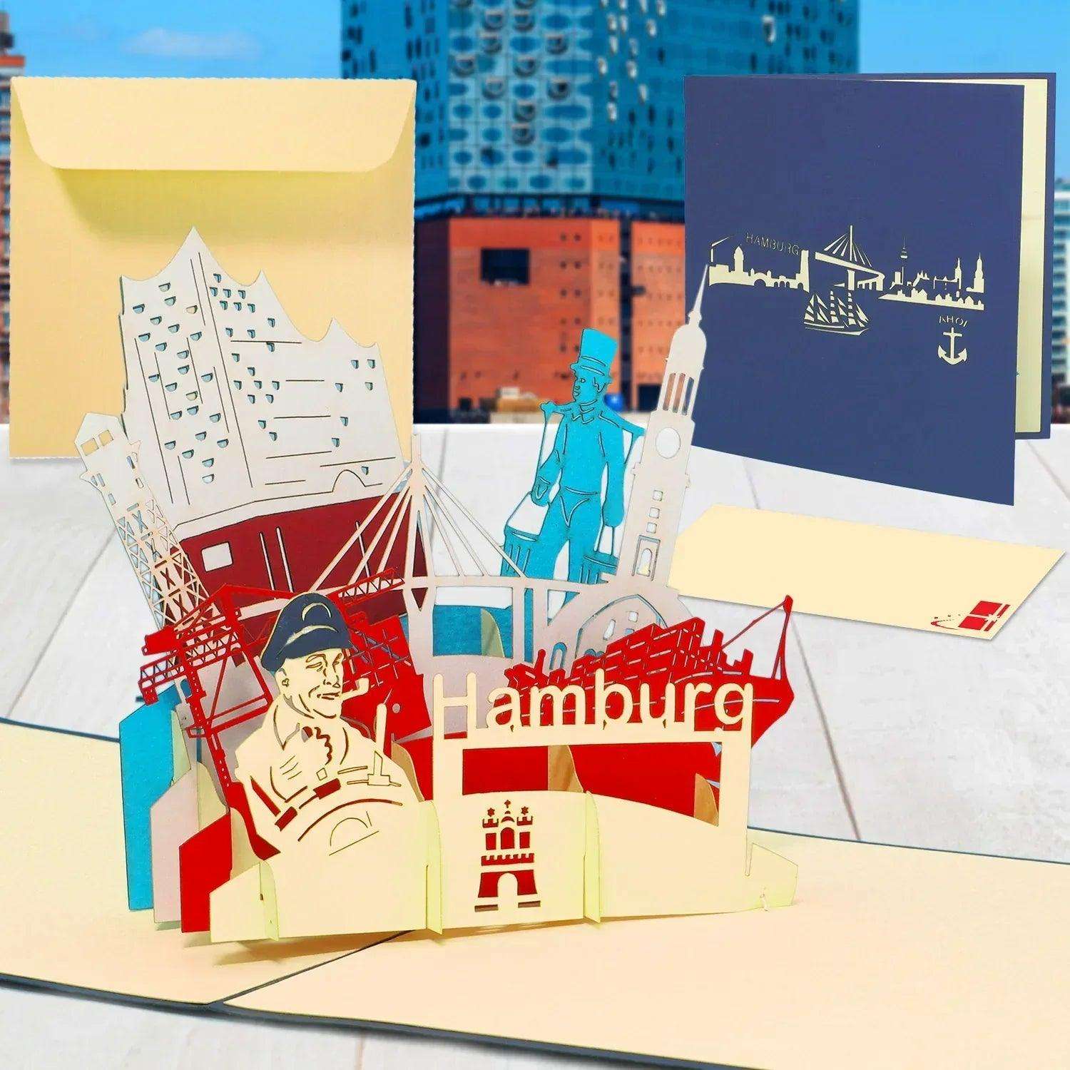 Pop-Up Karte Hamburg - 3D Stadtkarte Stadtbesichtigung Gutschein, N193 - LINPopUp