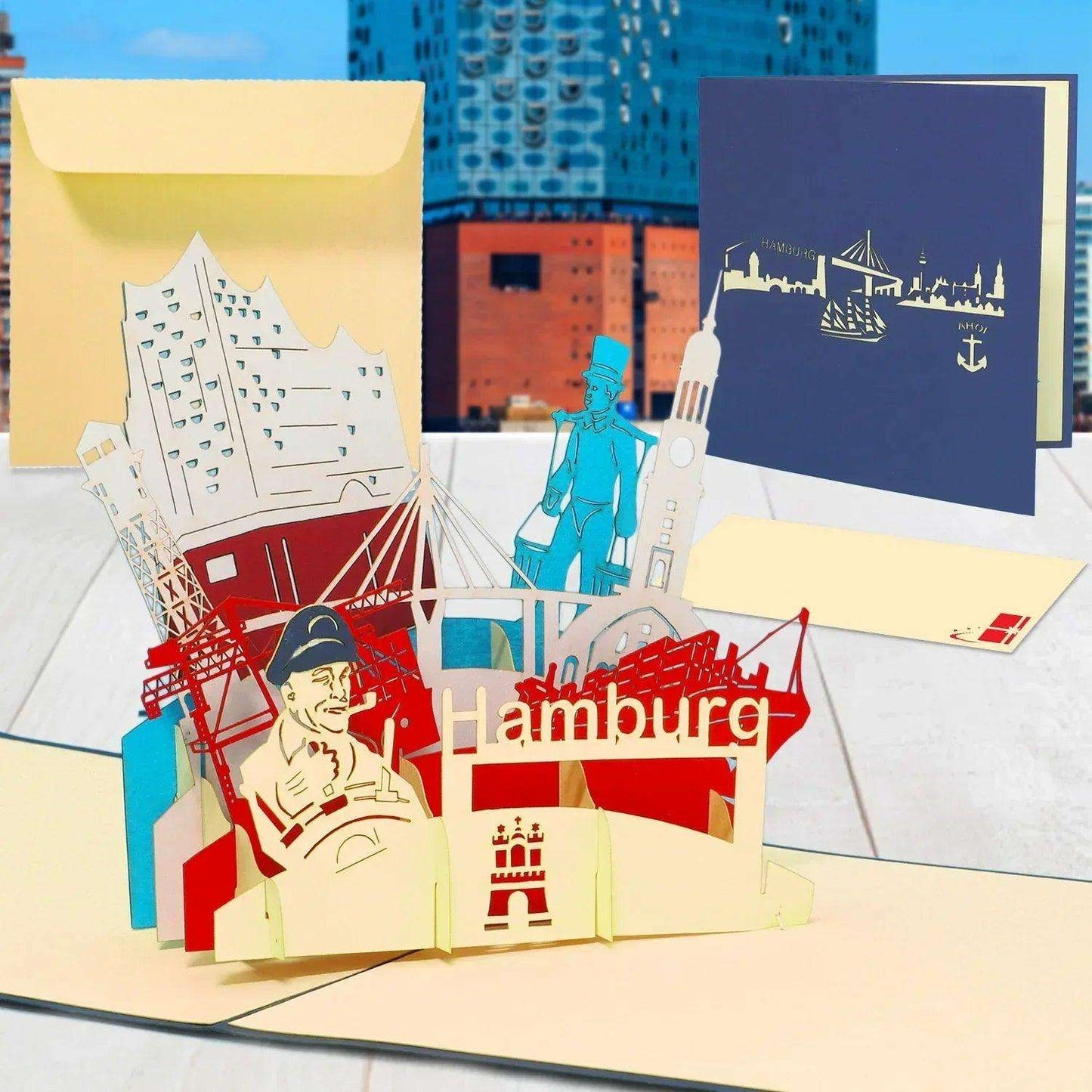 Pop-Up Karte Hamburg - 3D Stadtkarte Stadtbesichtigung Gutschein, N193 - LINPopUp