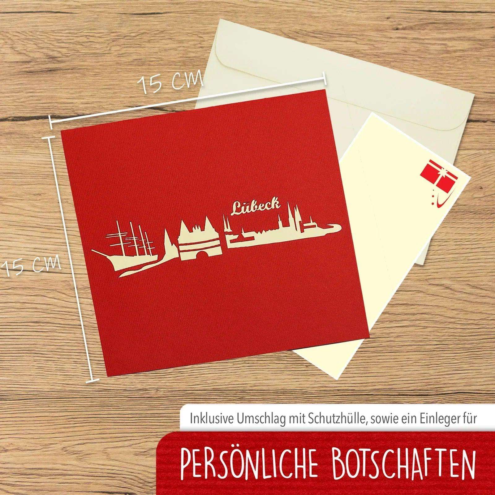 Pop-Up Karte Lübeck - 3D Stadtkarte Stadtbesichtigung Gutschein, N219 - LINPopUp