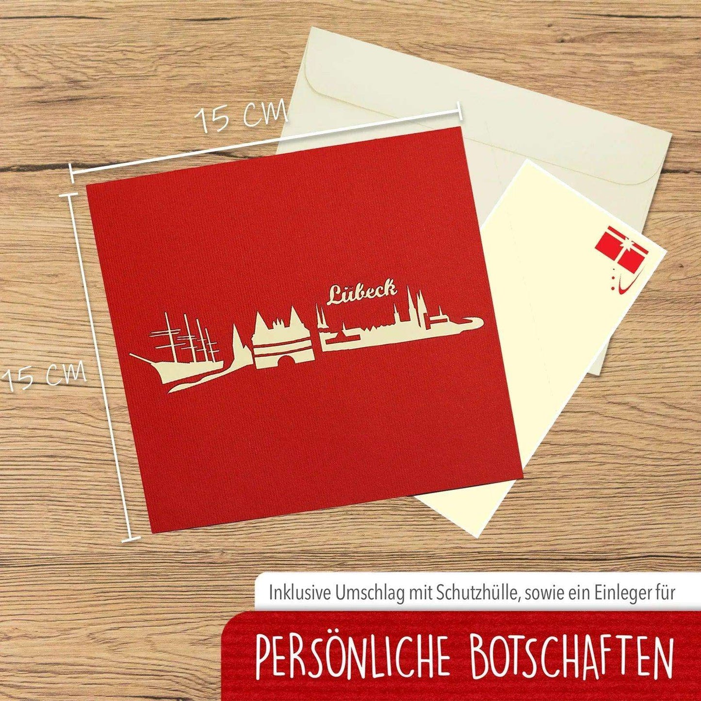 Pop-Up Karte Lübeck - 3D Stadtkarte Stadtbesichtigung Gutschein, N219 - LINPopUp