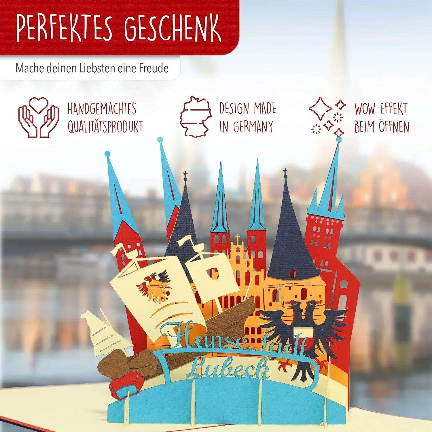 Pop-Up Karte Lübeck - 3D Stadtkarte Stadtbesichtigung Gutschein, N219 - LINPopUp