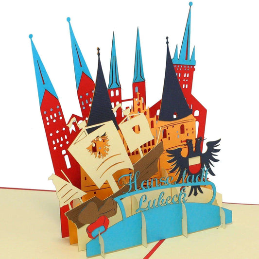 Pop-Up Karte Lübeck - 3D Stadtkarte Stadtbesichtigung Gutschein, N219 - LINPopUp
