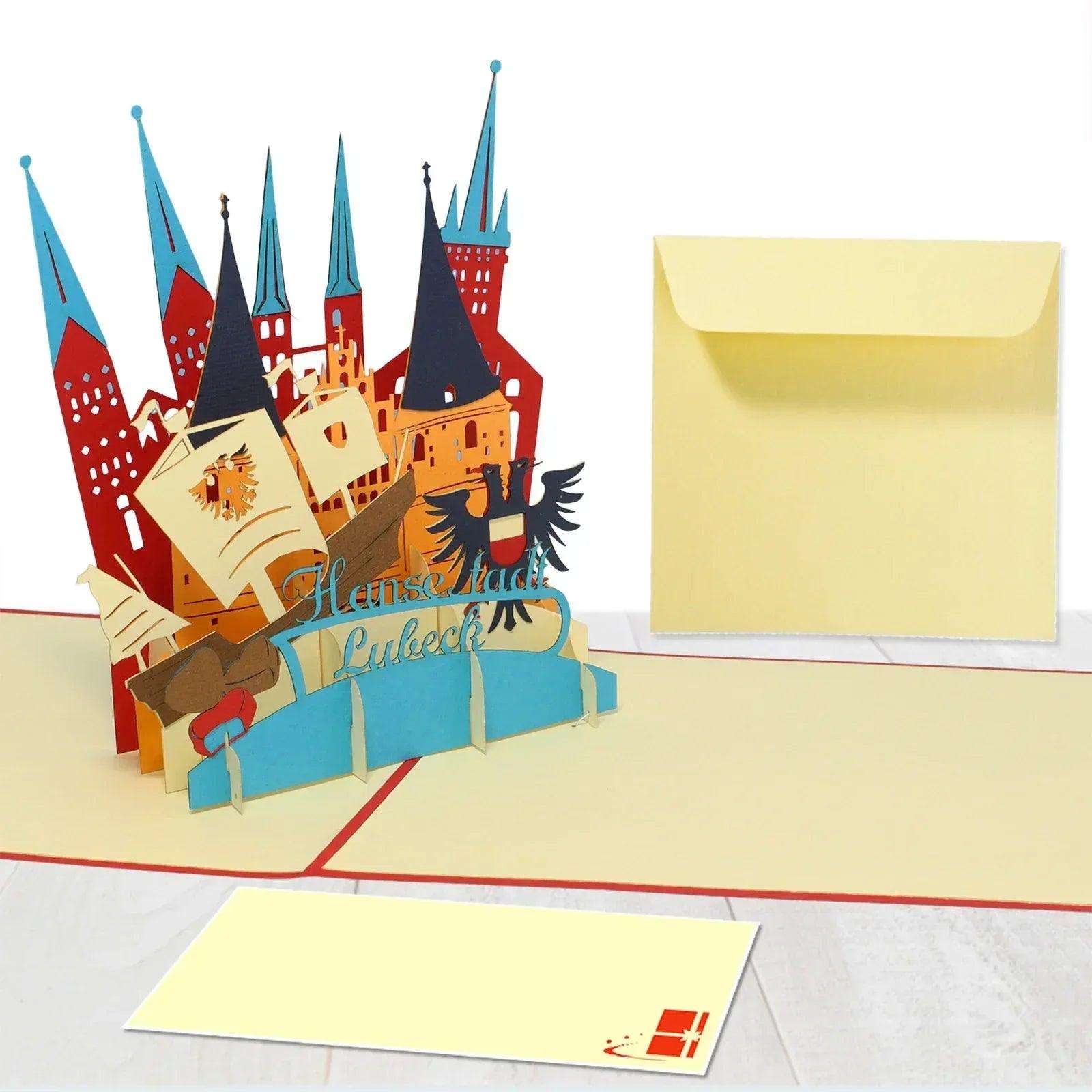 Pop-Up Karte Lübeck - 3D Stadtkarte Stadtbesichtigung Gutschein, N219 - LINPopUp