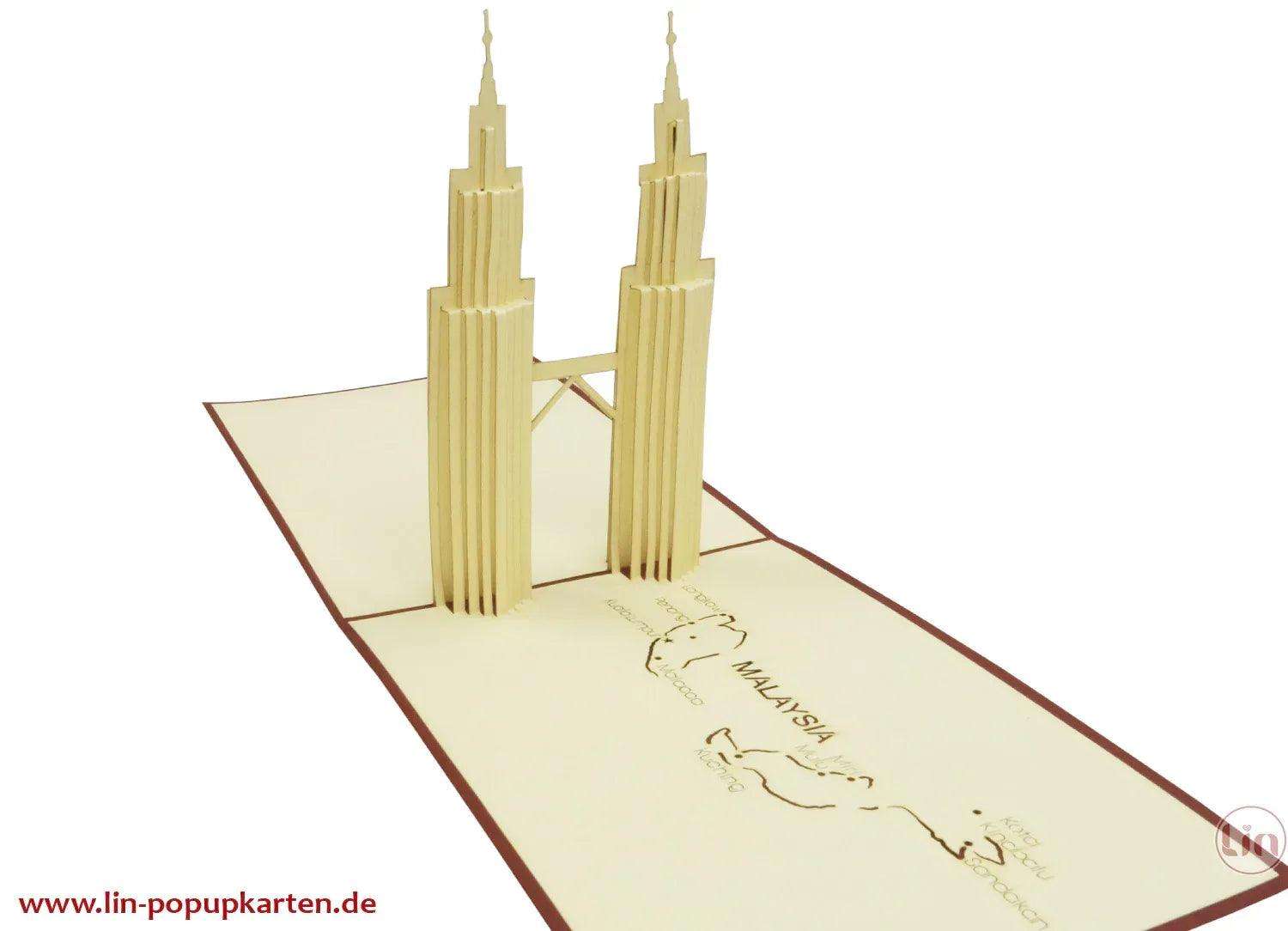 Pop-Up Karte Malaysia - 3D Stadtkarte Stadtbesichtigung Gutschein, N164 - LINPopUp