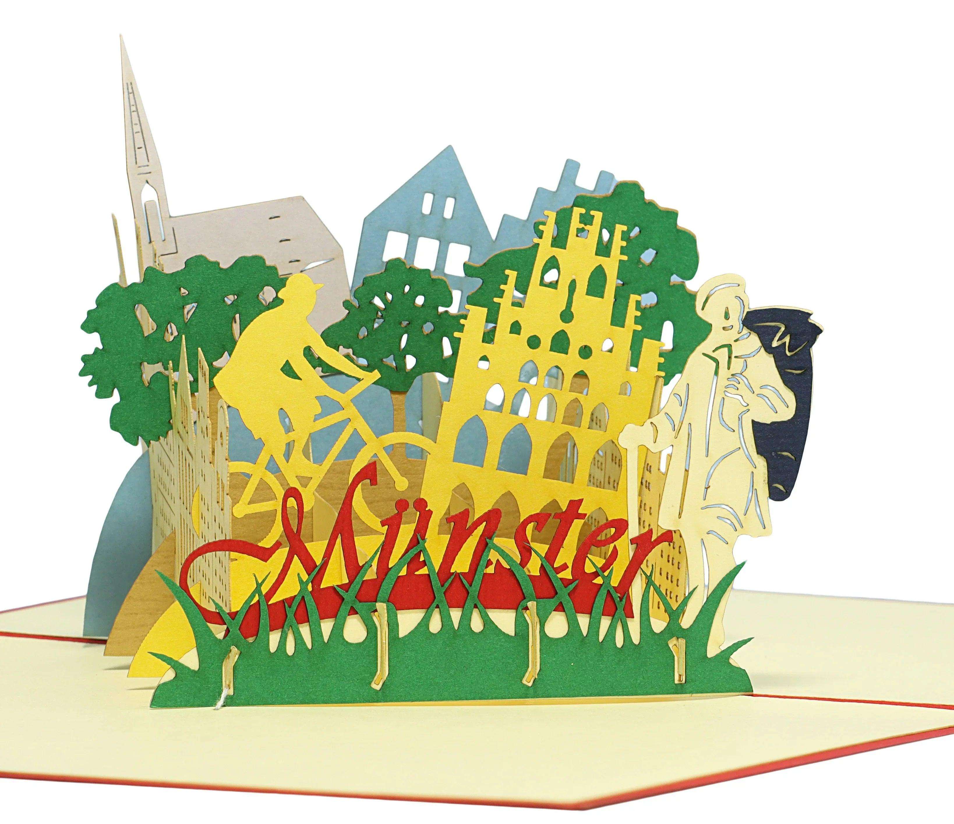 Pop-Up Karte Münster - 3D Stadtkarte Stadtbesichtigung Gutschein, N294 - LINPopUp