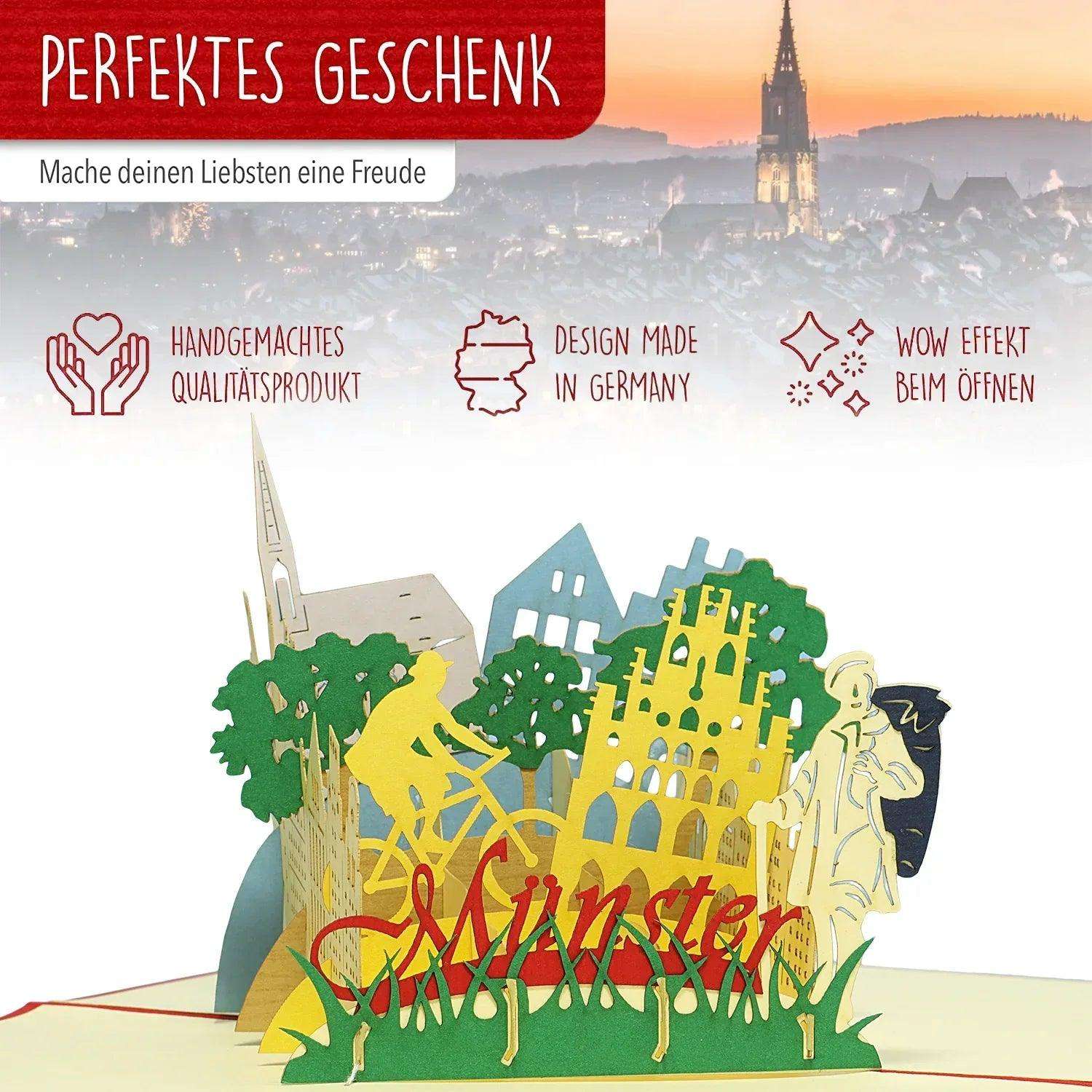 Pop-Up Karte Münster - 3D Stadtkarte Stadtbesichtigung Gutschein, N294 - LINPopUp