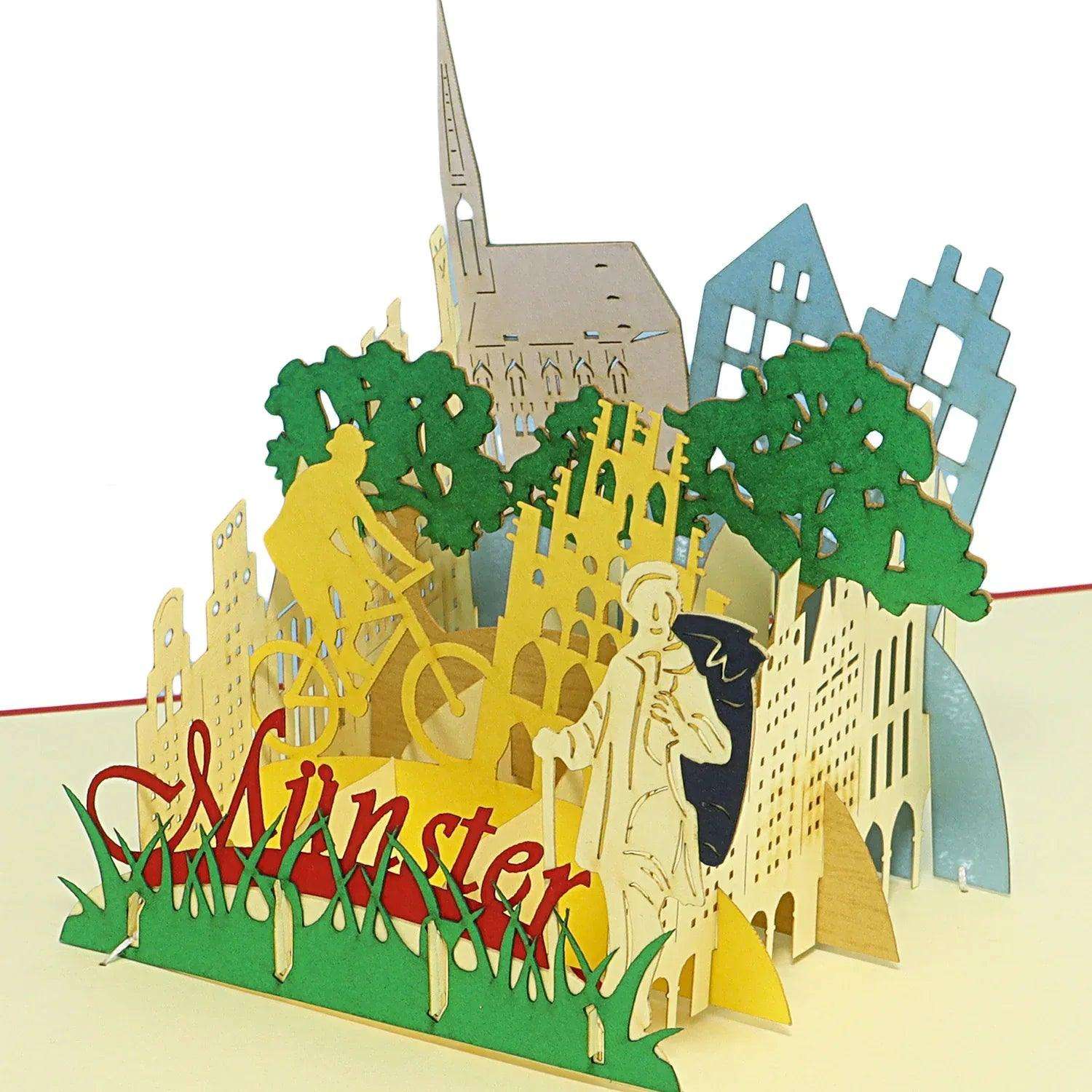 Pop-Up Karte Münster - 3D Stadtkarte Stadtbesichtigung Gutschein, N294 - LINPopUp