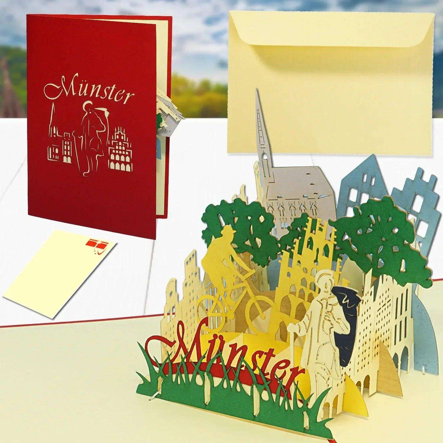 Pop-Up Karte Münster - 3D Stadtkarte Stadtbesichtigung Gutschein, N294 - LINPopUp