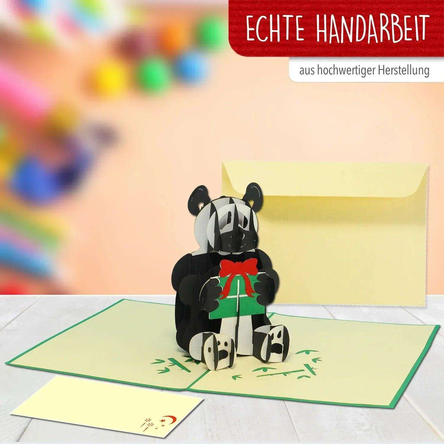 Pop-Up Karte Panda - 3D Grußkarte Tierpark Gutschein Geburtstag, N317 LINPopUp N317