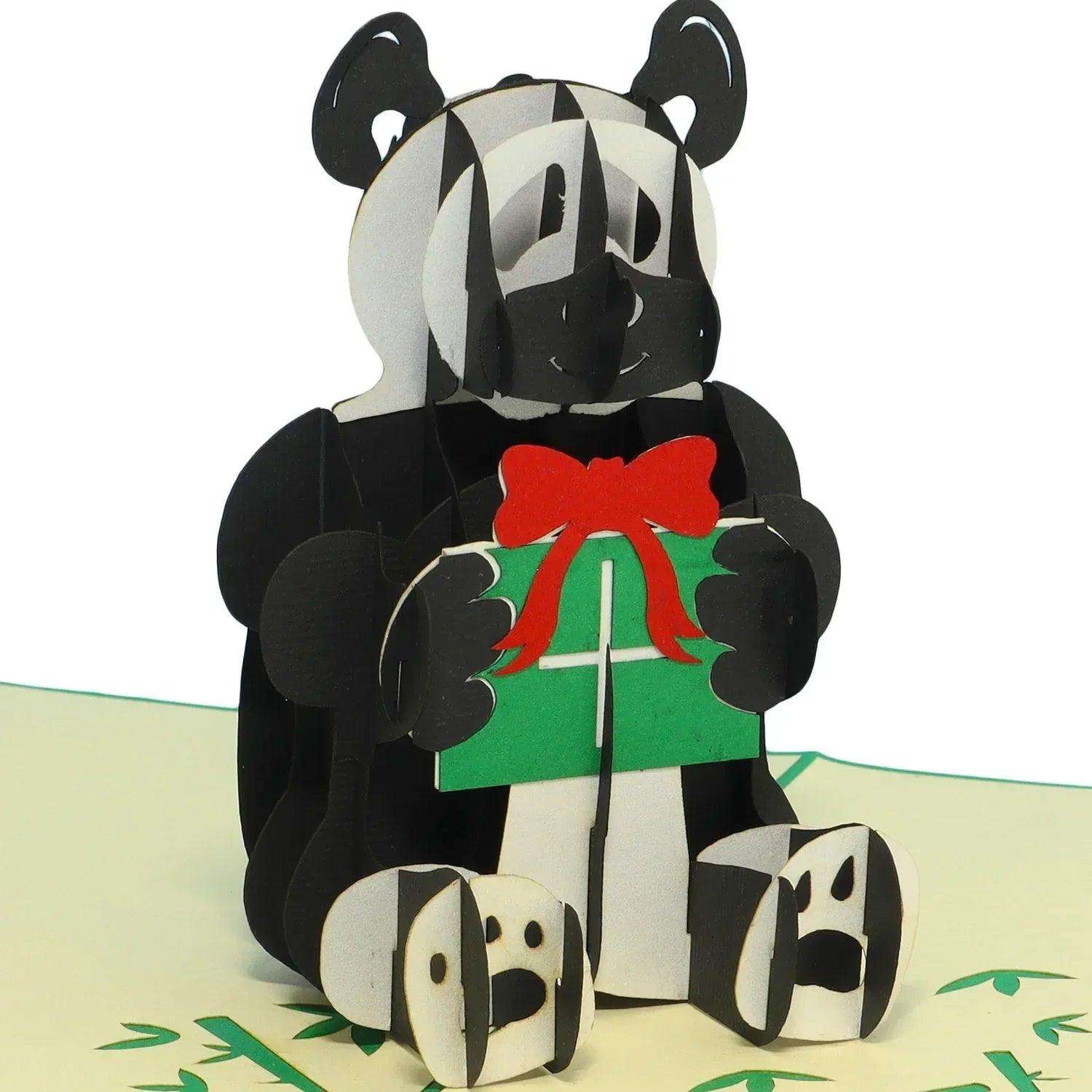 Pop-Up Karte Panda - 3D Grußkarte Tierpark Gutschein Geburtstag, N317 LINPopUp N317