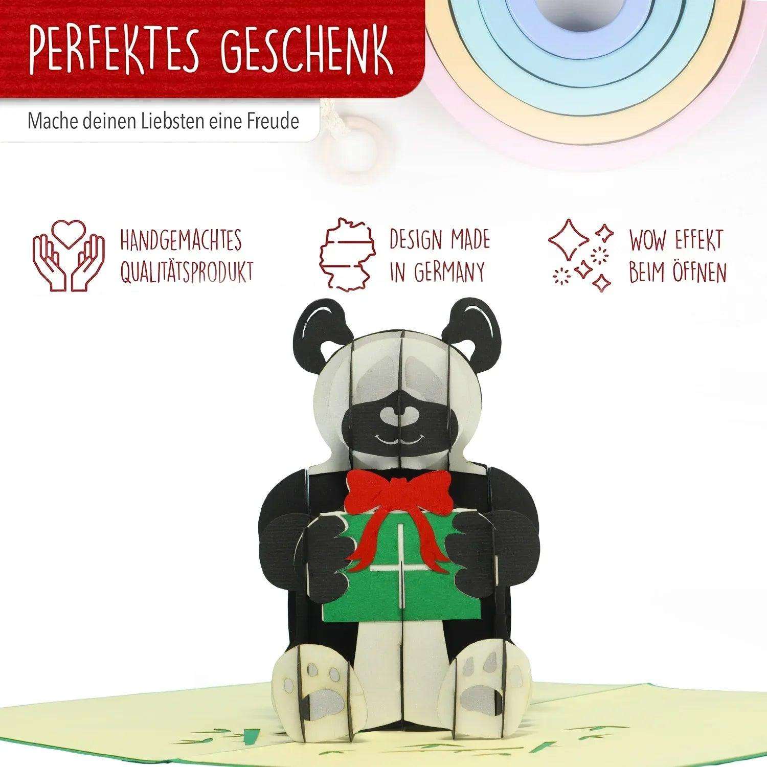 Pop-Up Karte Panda - 3D Grußkarte Tierpark Gutschein Geburtstag, N317 - LINPopUp