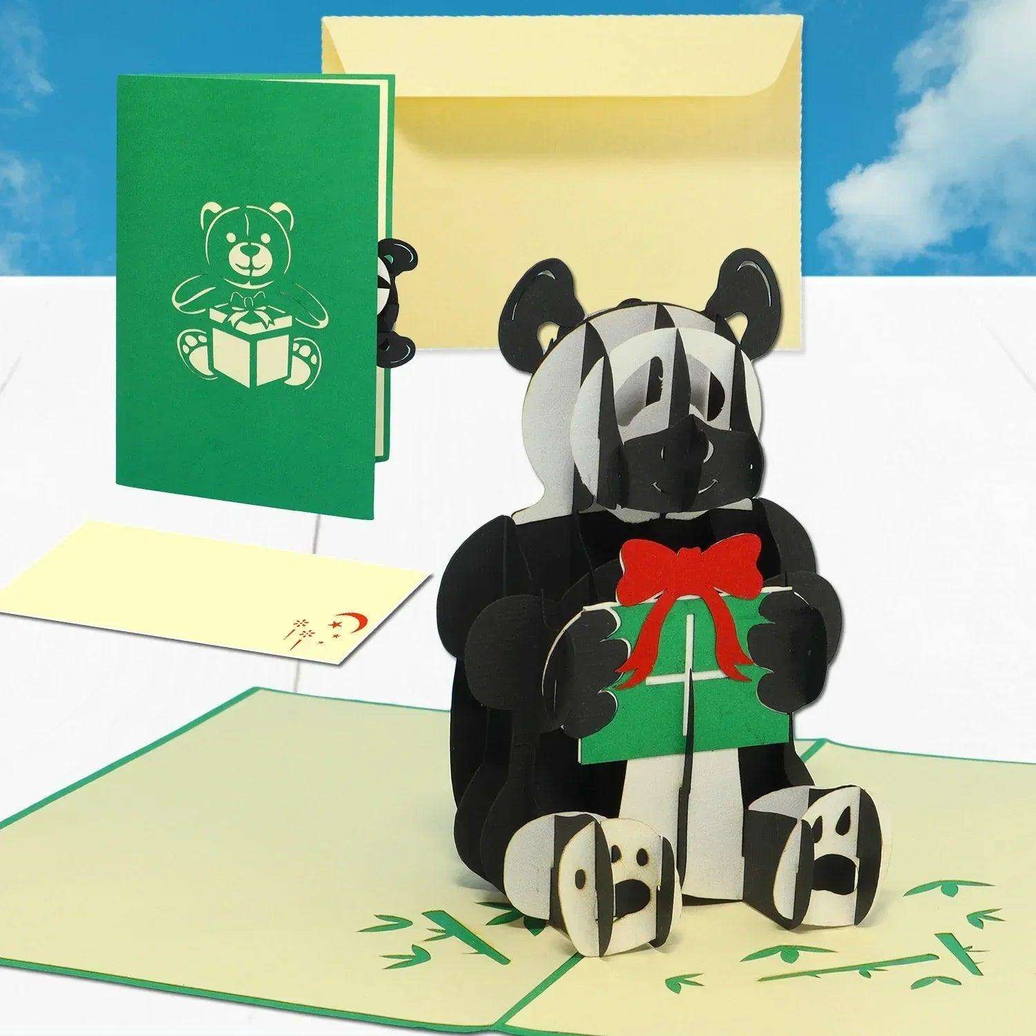 Pop-Up Karte Panda - 3D Grußkarte Tierpark Gutschein Geburtstag, N317 - LINPopUp