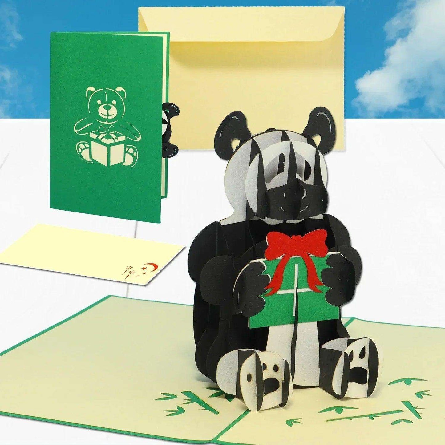 Pop-Up Karte Panda - 3D Grußkarte Tierpark Gutschein Geburtstag, N317 - LINPopUp
