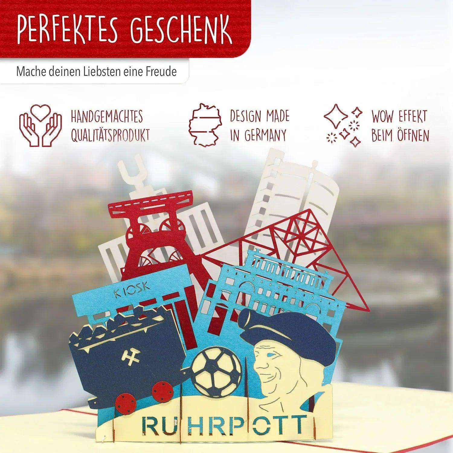 Pop-Up Karte Ruhrgebiet - 3D Stadtkarte Stadtbesichtigung Gutschein, N267 - LINPopUp
