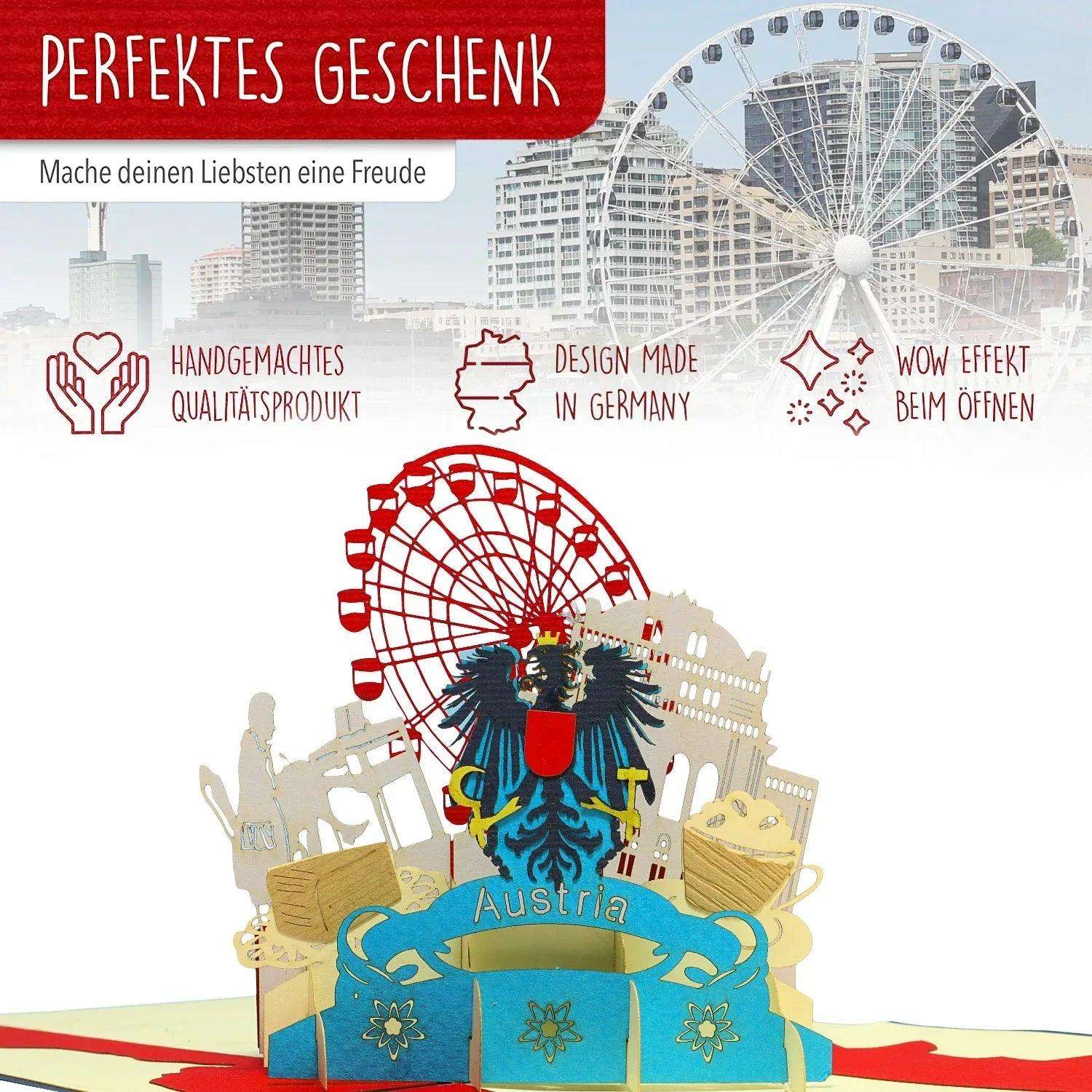 Pop-Up Karte Wien - 3D Stadtkarte Stadtbesichtigung Gutschein, N236 - LINPopUp