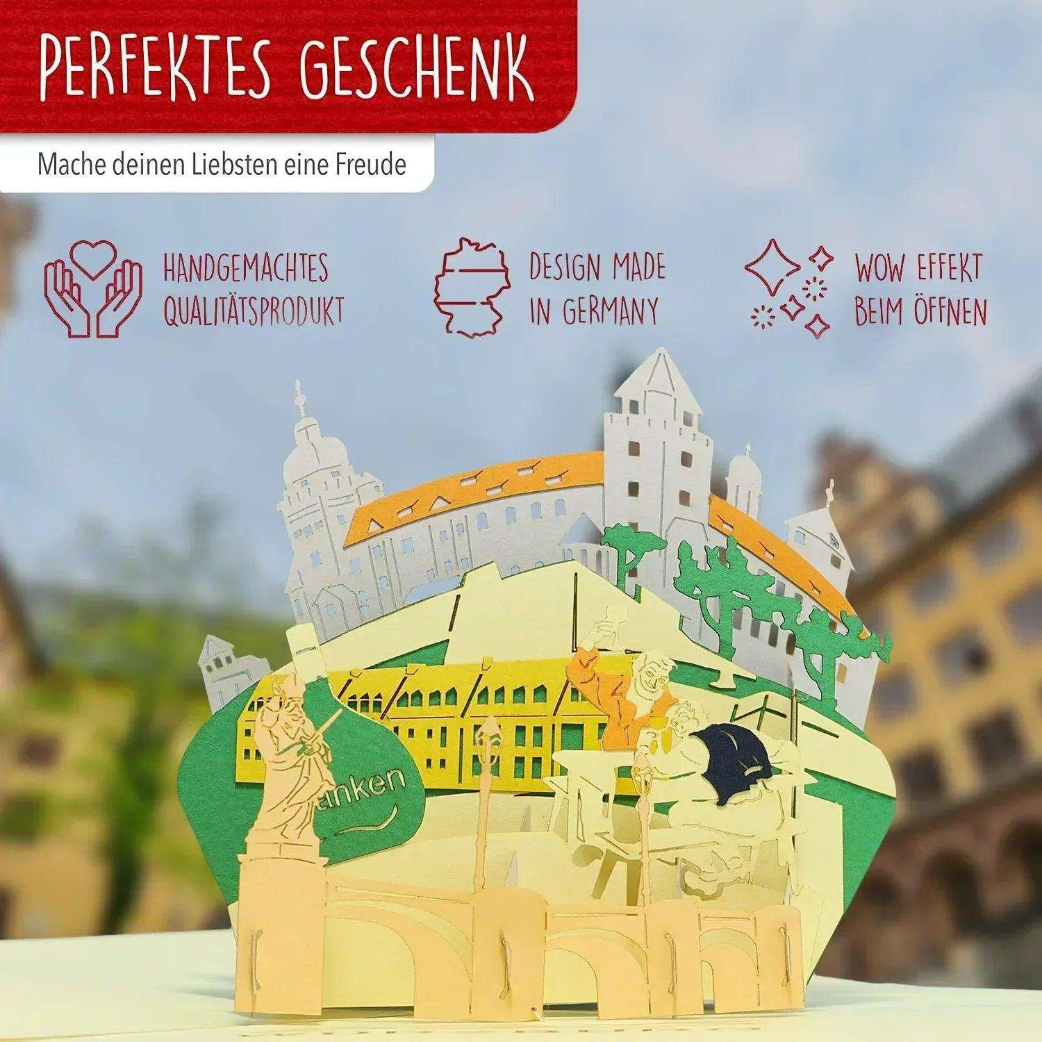 Pop-Up Karte Würzburg - 3D Stadtkarte Stadtbesichtigung Gutschein, N351 LINPopUp N351