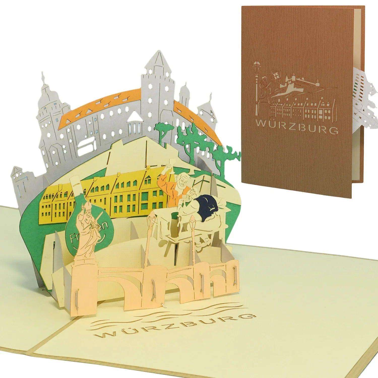 Pop-Up Karte Würzburg - 3D Stadtkarte Stadtbesichtigung Gutschein, N351 LINPopUp N351